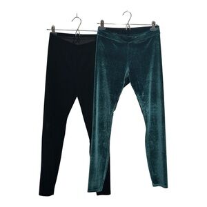 Velvet Leggings Bundle! American Apparel Black Velvet~HUE Emerald Green